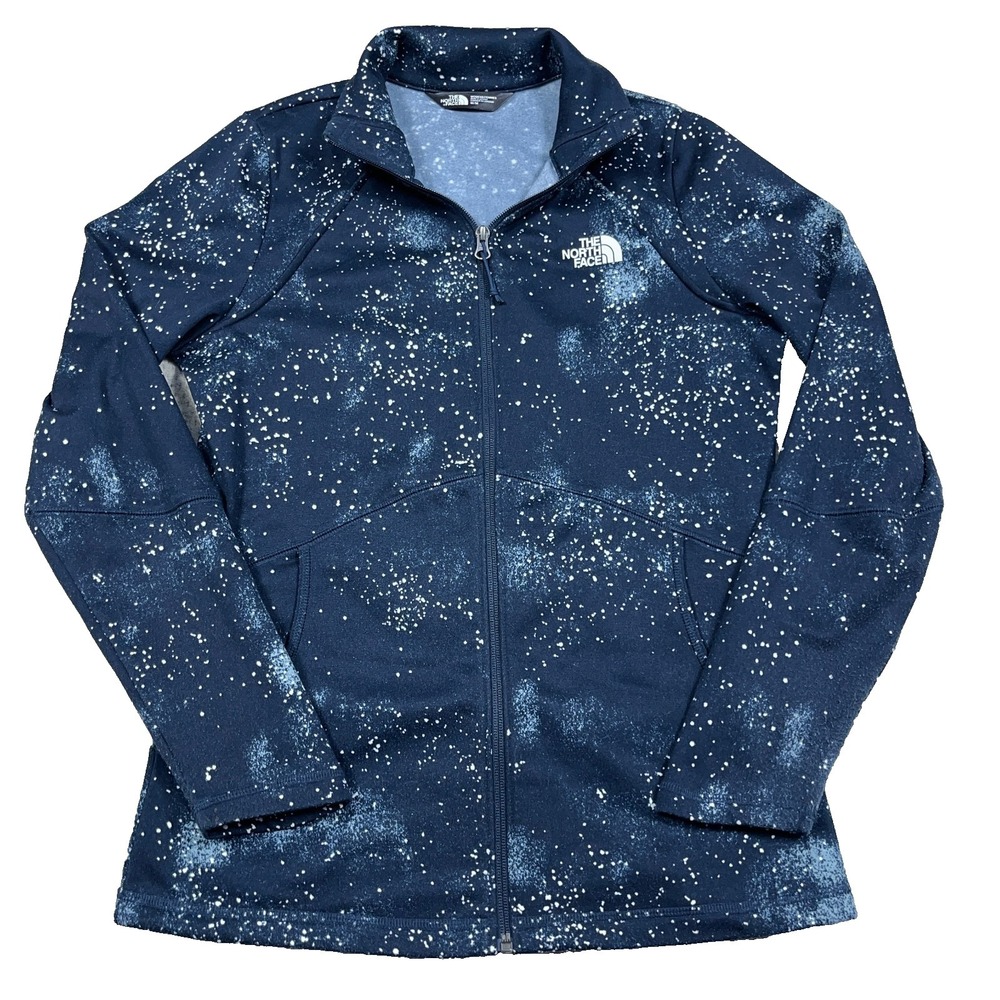 North Face Jacket Women Medium Black White Splatter Spotted Full Zip Performance
